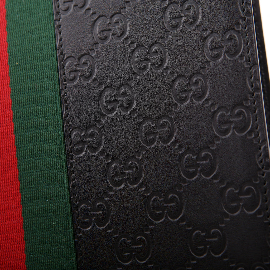 475316 GG Leather Web Pouch Black