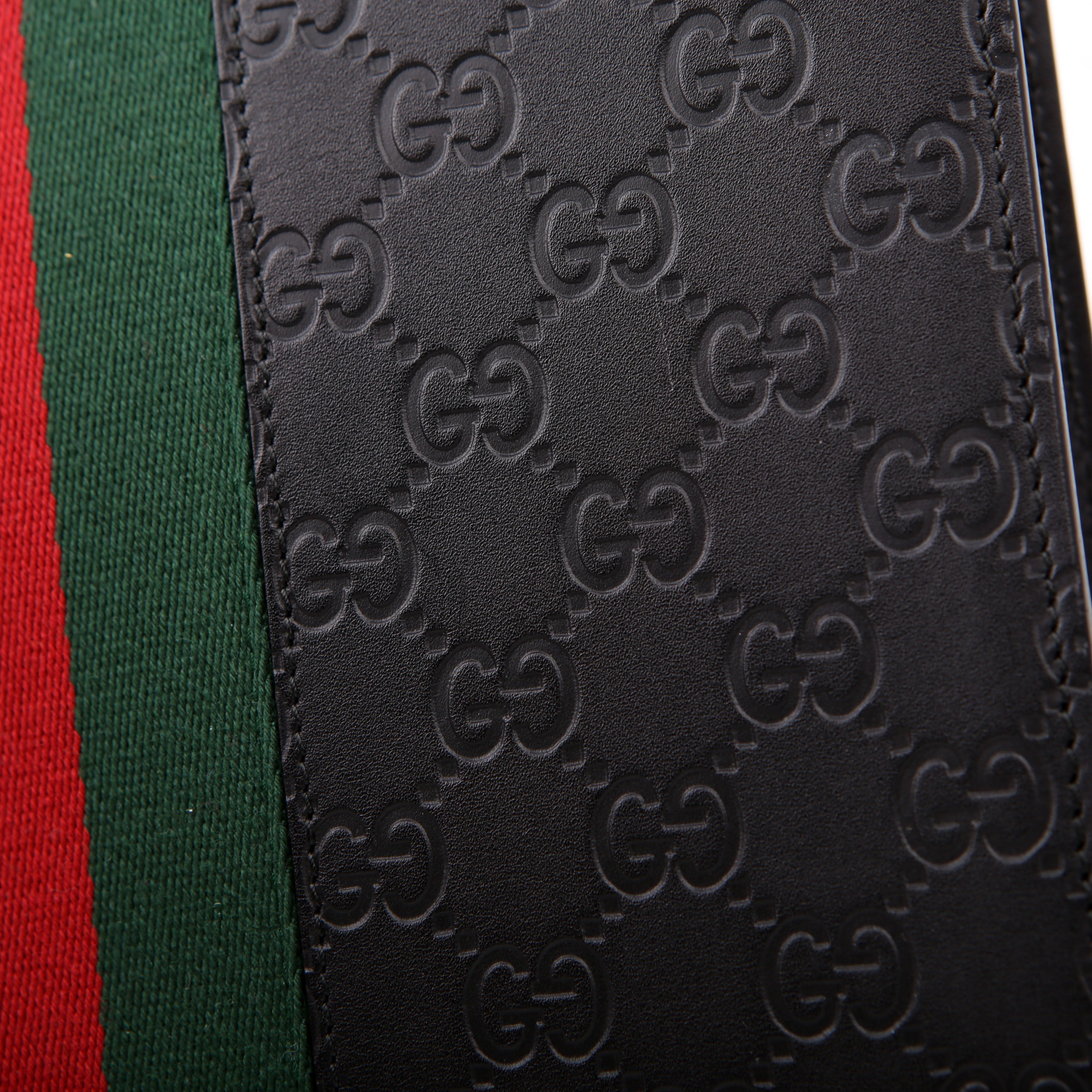 475316 GG Leather Web Pouch Black