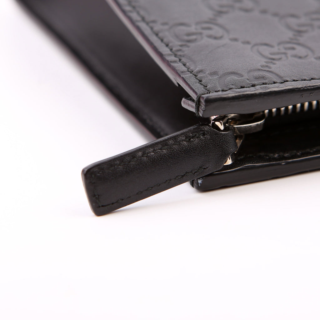 475316 GG Leather Web Pouch Black