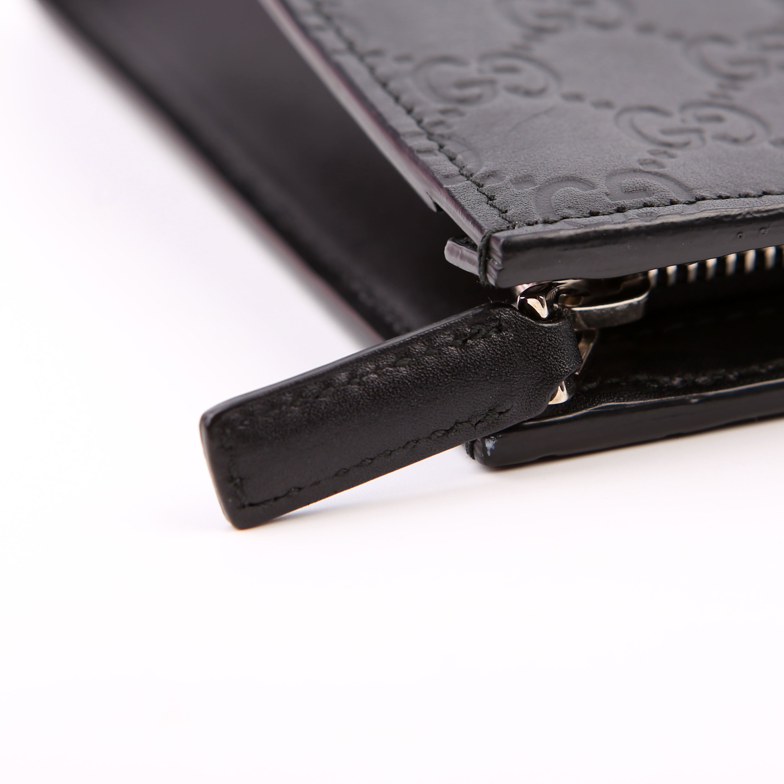 475316 GG Leather Web Pouch Black