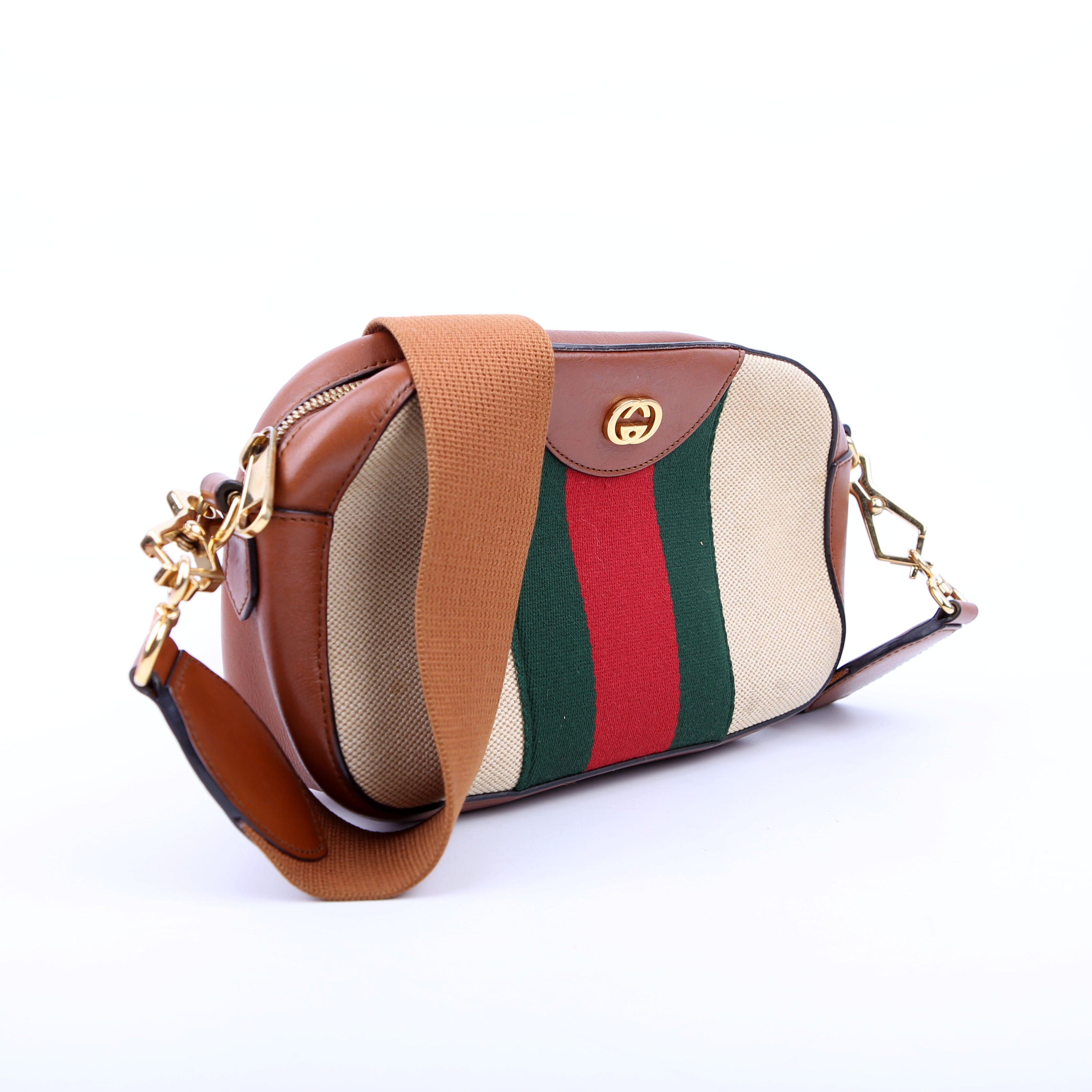 575073 Vintage Web Camera Bag Tan