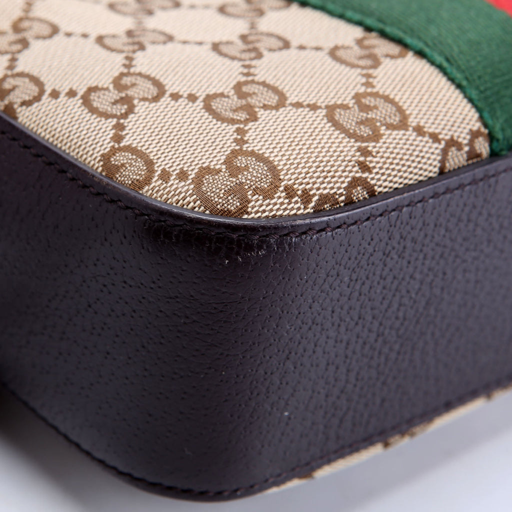 Gucci 412008 GG Canvas Bee Camera Bag Brown