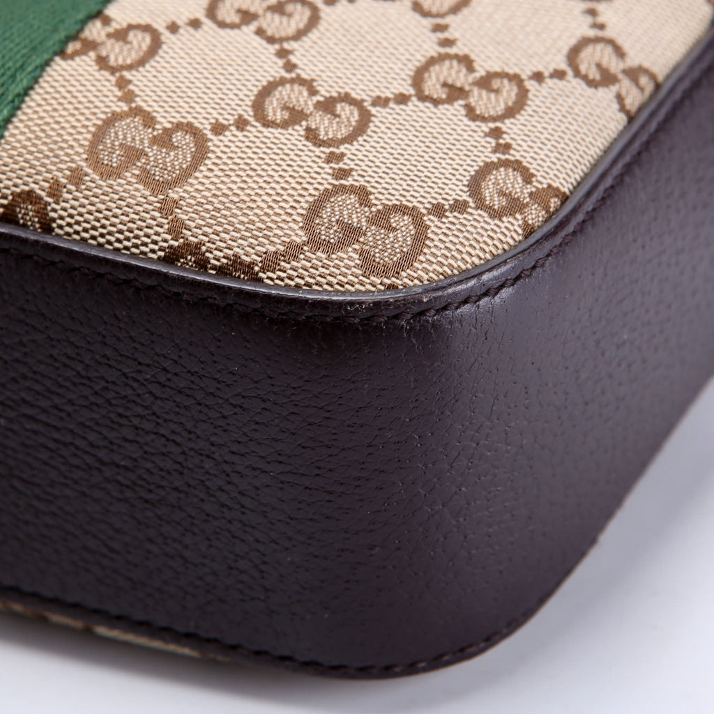 Gucci 412008 GG Canvas Bee Camera Bag Brown