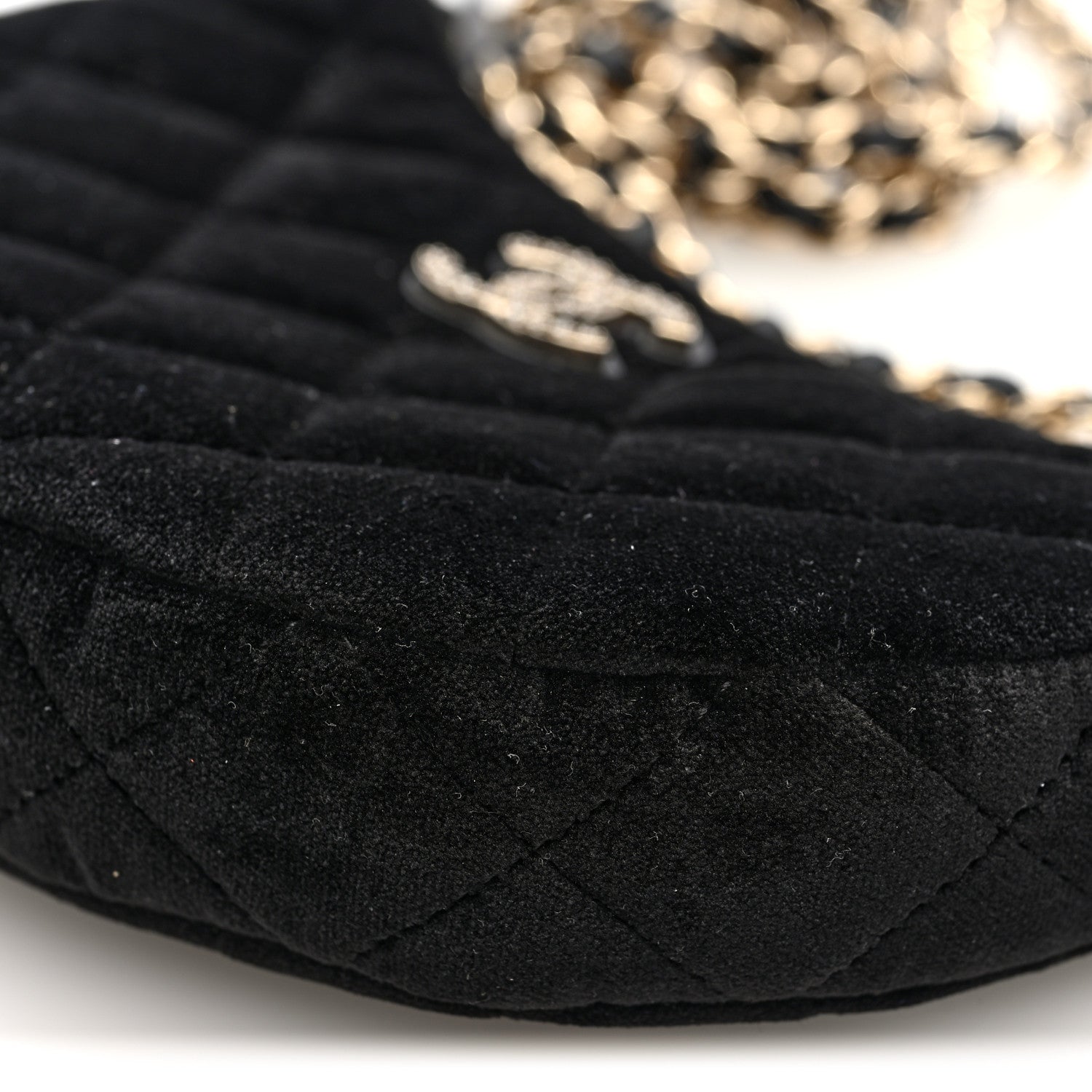 Chanel Velvet Crystal Quilted Chain Hobo Black