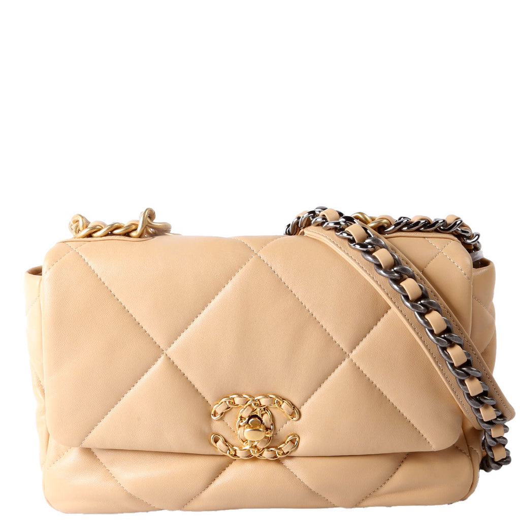 Quilted Lambskin 19 Medium Flap RFID Tan