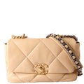 Quilted Lambskin 19 Medium Flap RFID Tan