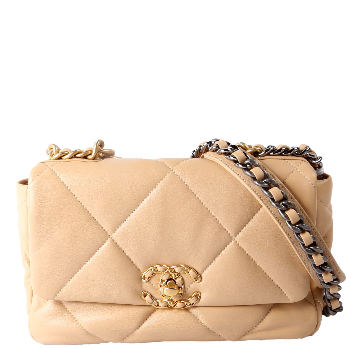 Quilted Lambskin 19 Medium Flap RFID Tan