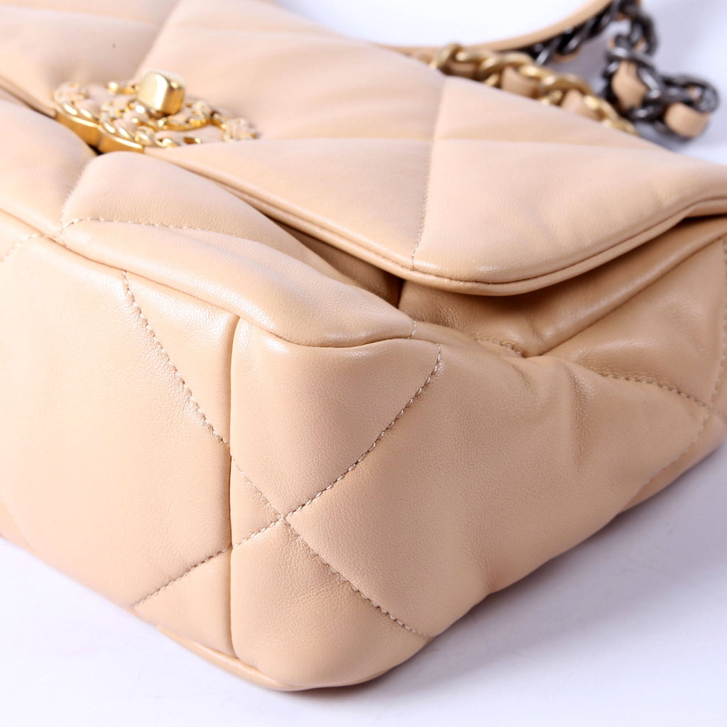 Quilted Lambskin 19 Medium Flap RFID Tan