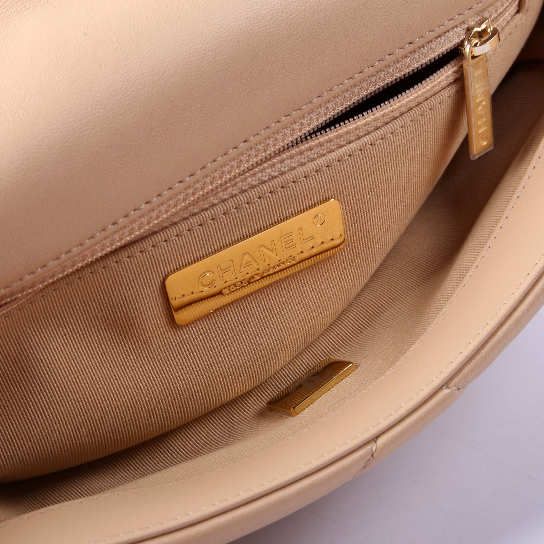 Quilted Lambskin 19 Medium Flap RFID Tan