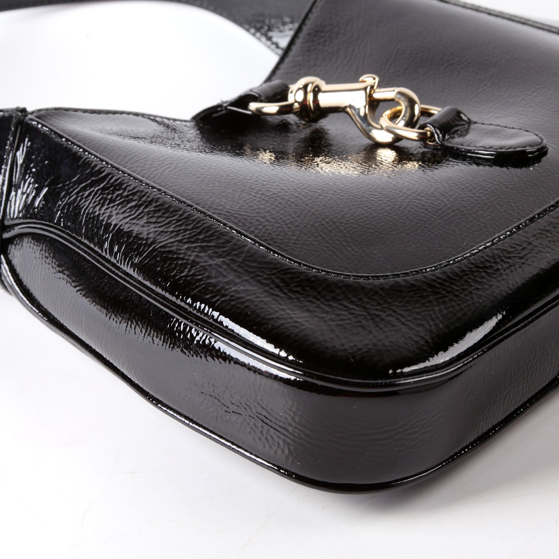 Gucci 782849 Jackie Patent Shoulder Bag Small Black
