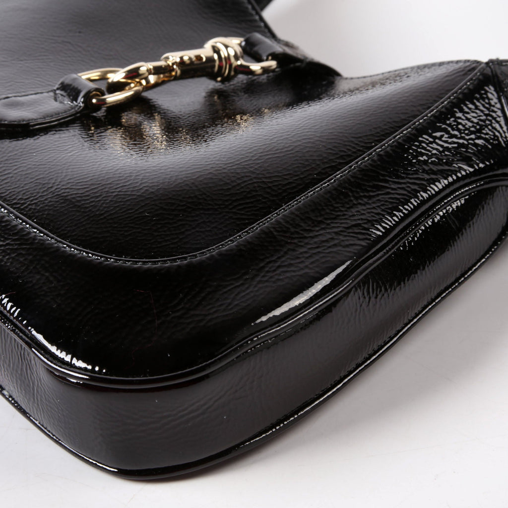 Gucci 782849 Jackie Patent Shoulder Bag Small Black