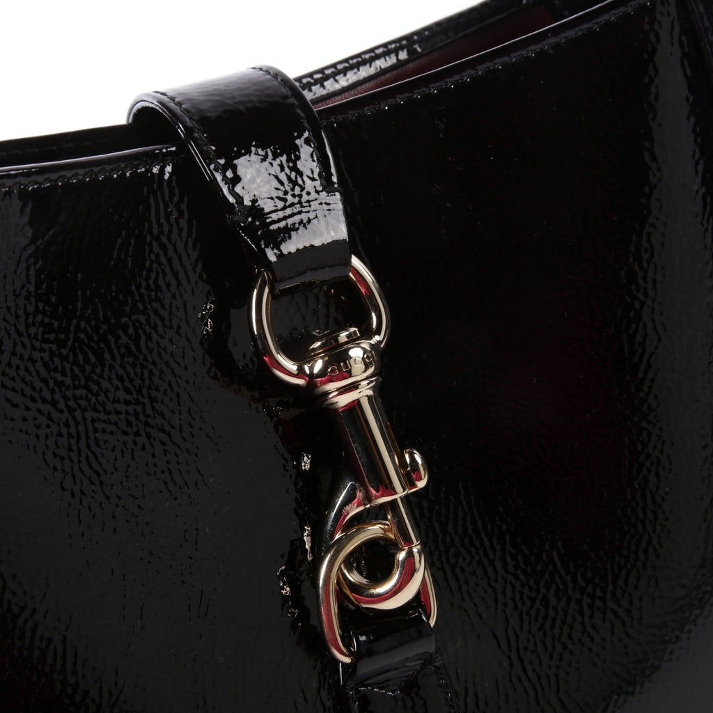 Gucci 782849 Jackie Patent Shoulder Bag Small Black