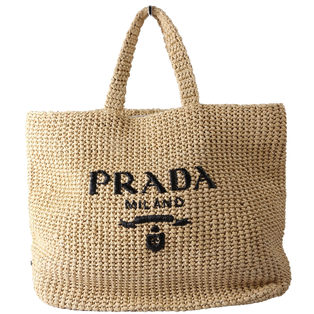Prada Yarn Raffia Embroidered Tote