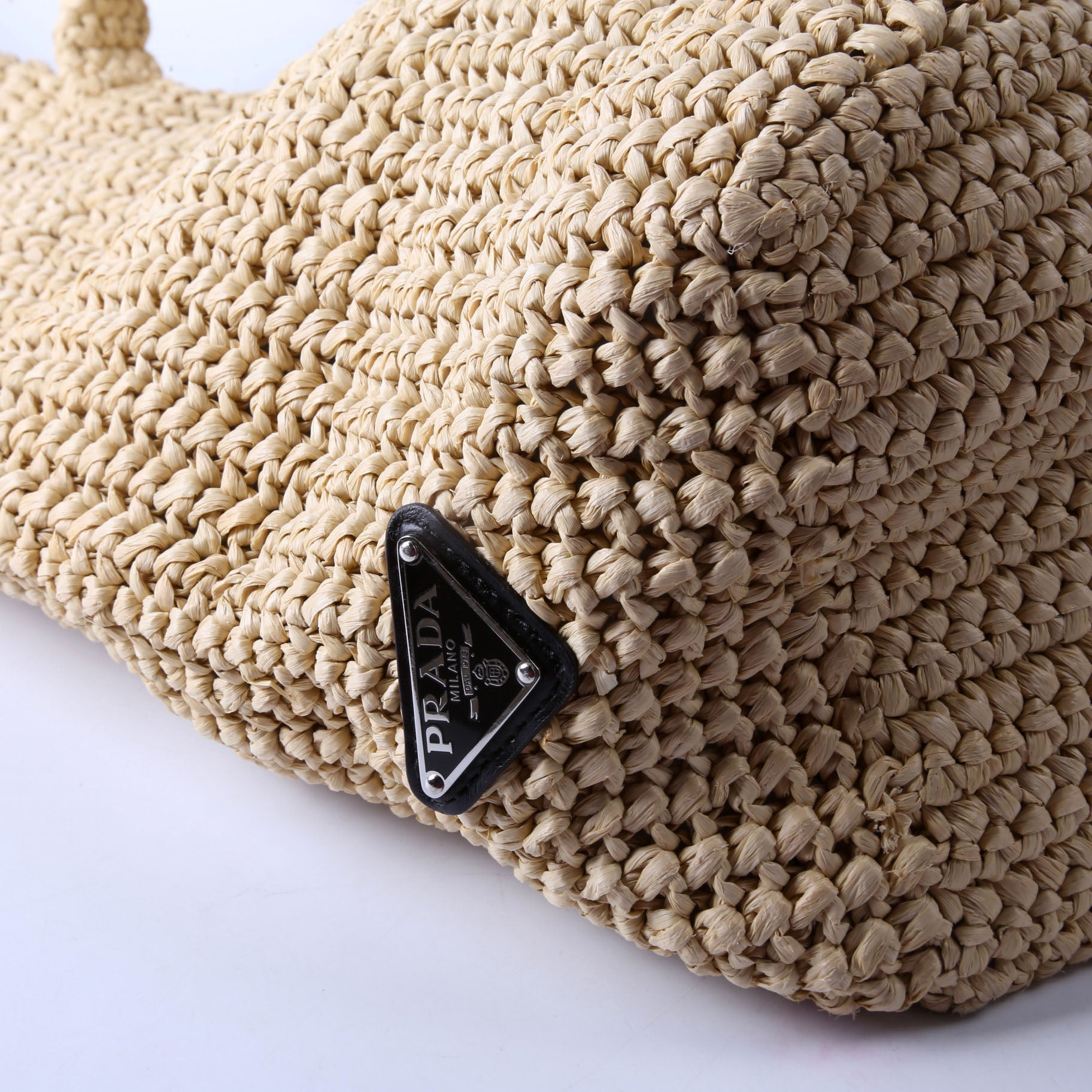 Prada Yarn Raffia Embroidered Tote