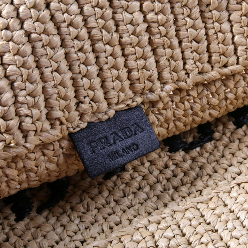 Prada Yarn Raffia Embroidered Tote