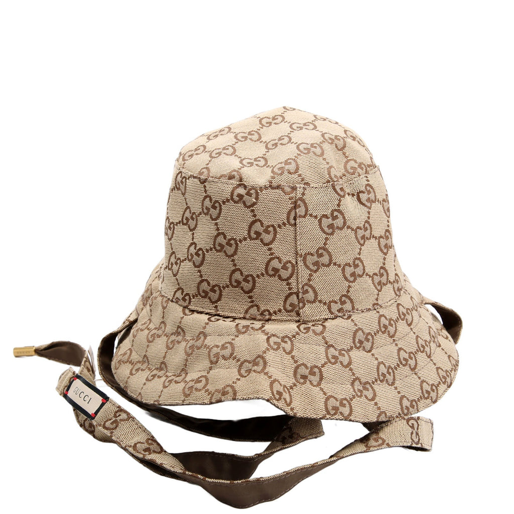 626917 GG Canvas/Nylon Reversible Bucket Hat Size Large (59CM) Tan