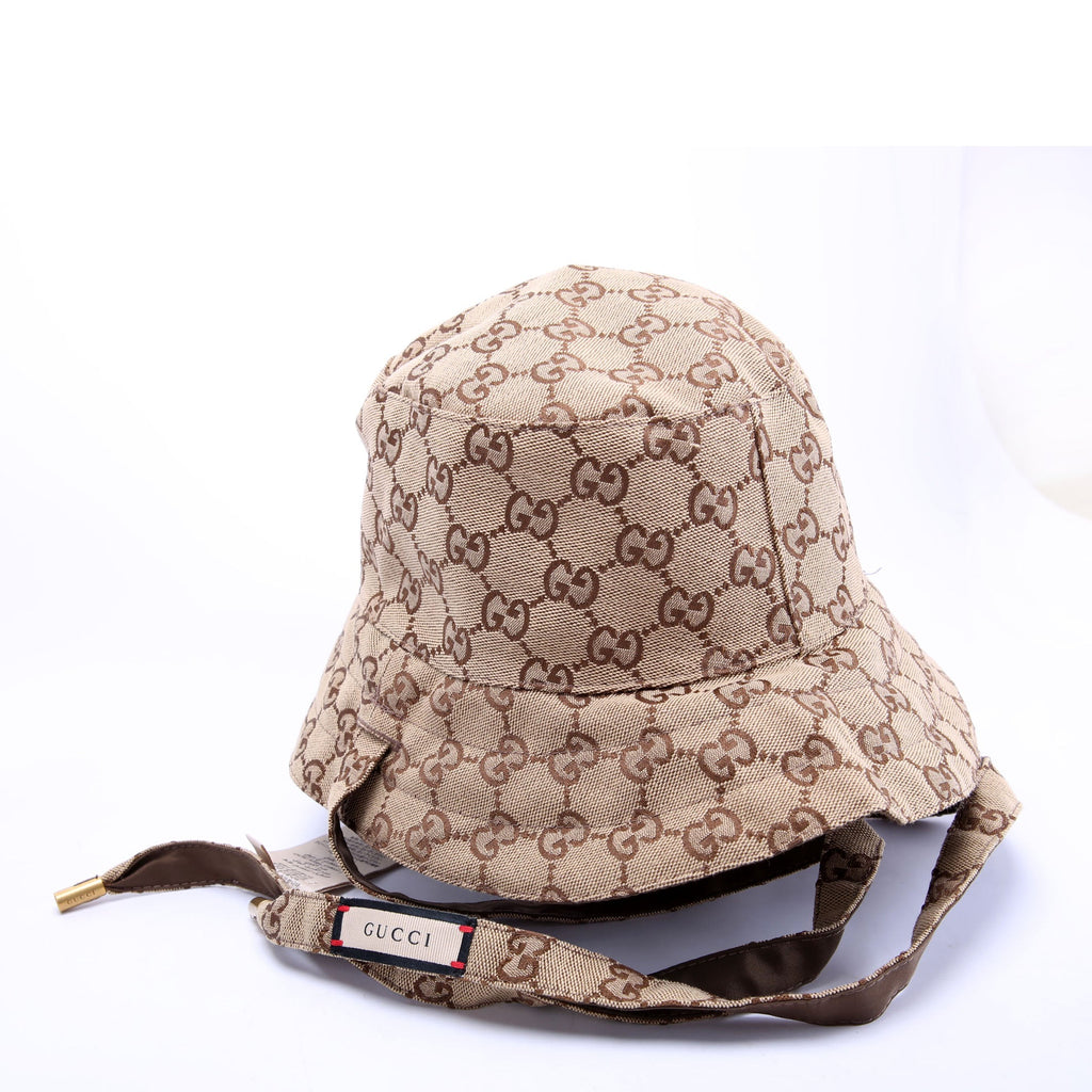 626917 GG Canvas/Nylon Reversible Bucket Hat Size Large (59CM) Tan