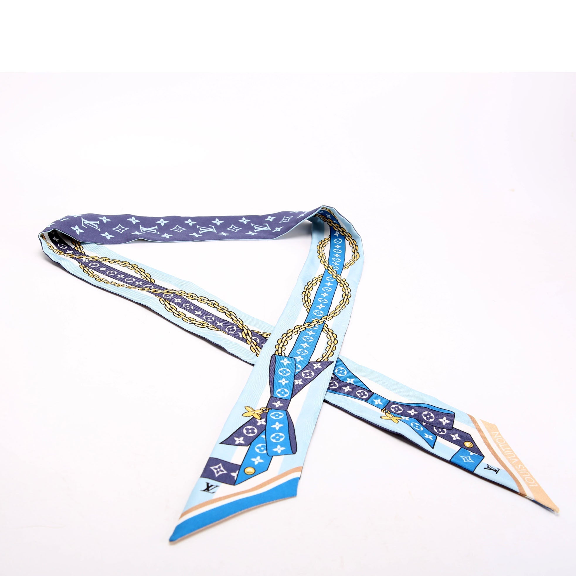 Bow BB Bandeau Silk Scarf Blue