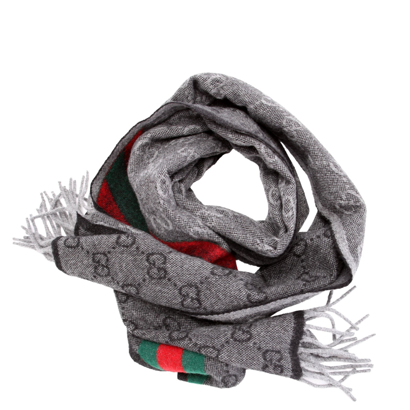 Gucci 570603 GG Wool Muffler Scarf Black
