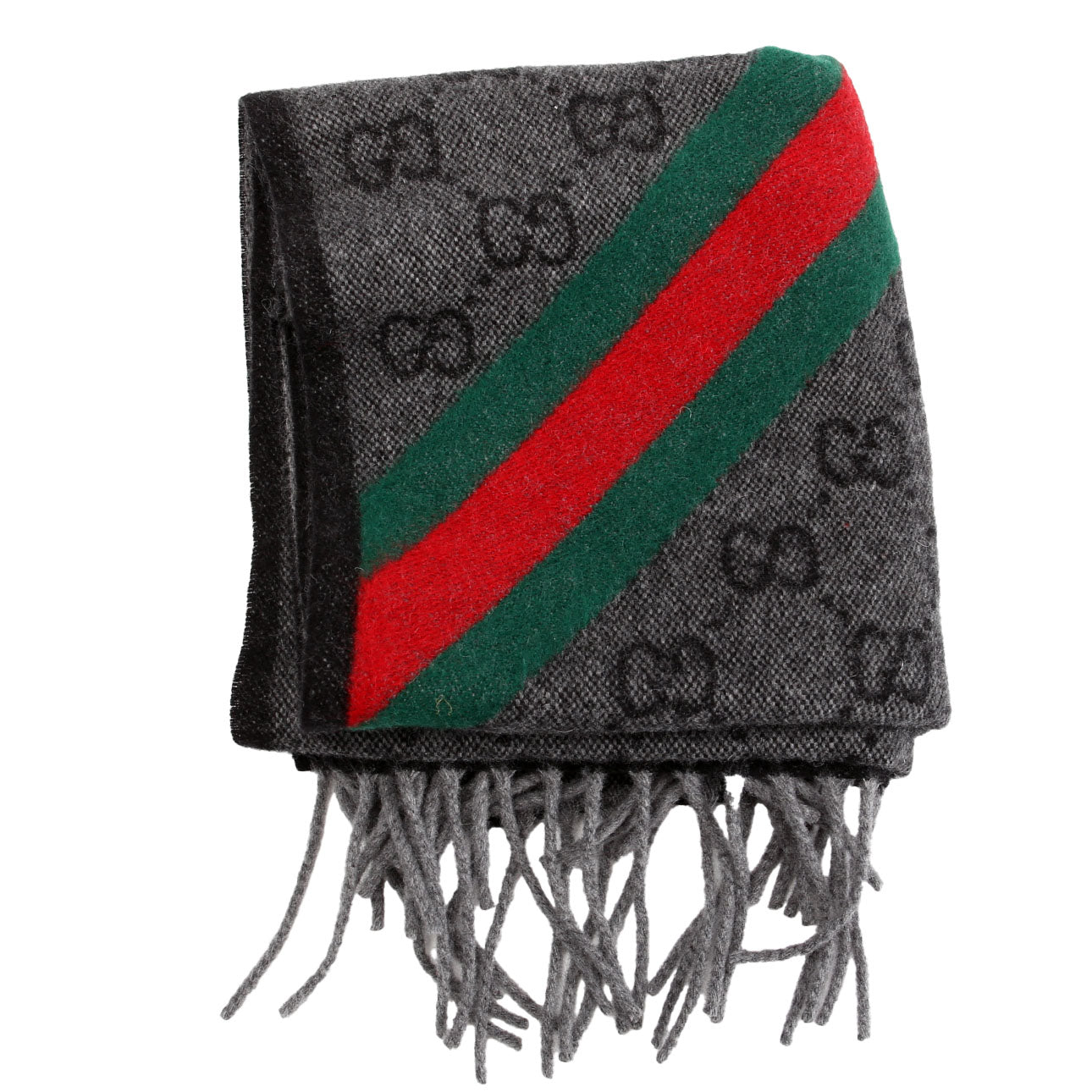Gucci 570603 GG Wool Muffler Scarf Black