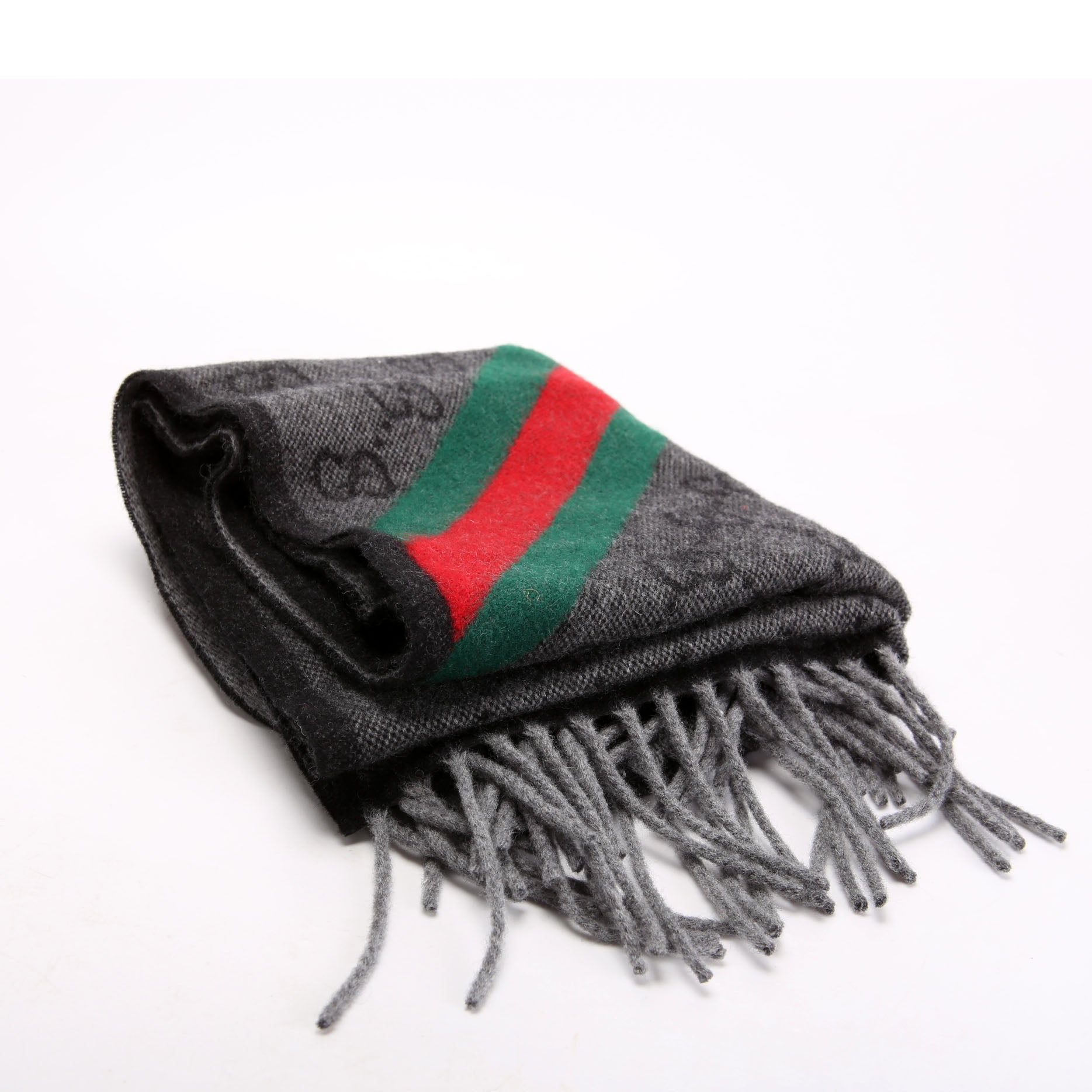 Gucci 570603 GG Wool Muffler Scarf Black