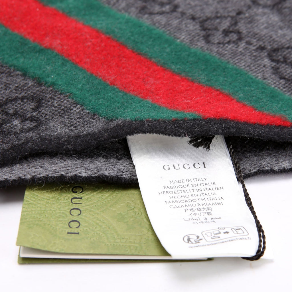 Gucci 570603 GG Wool Muffler Scarf Black
