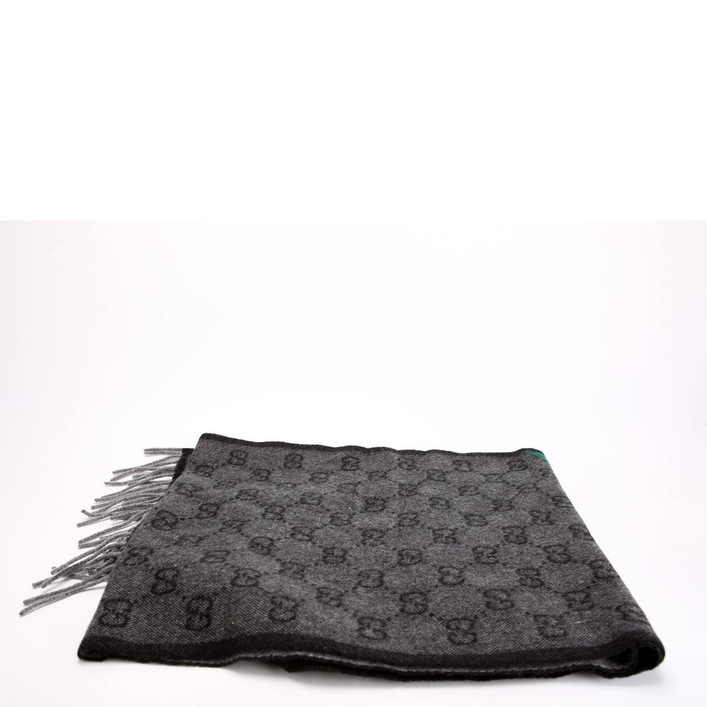 Gucci 570603 GG Wool Muffler Scarf Black