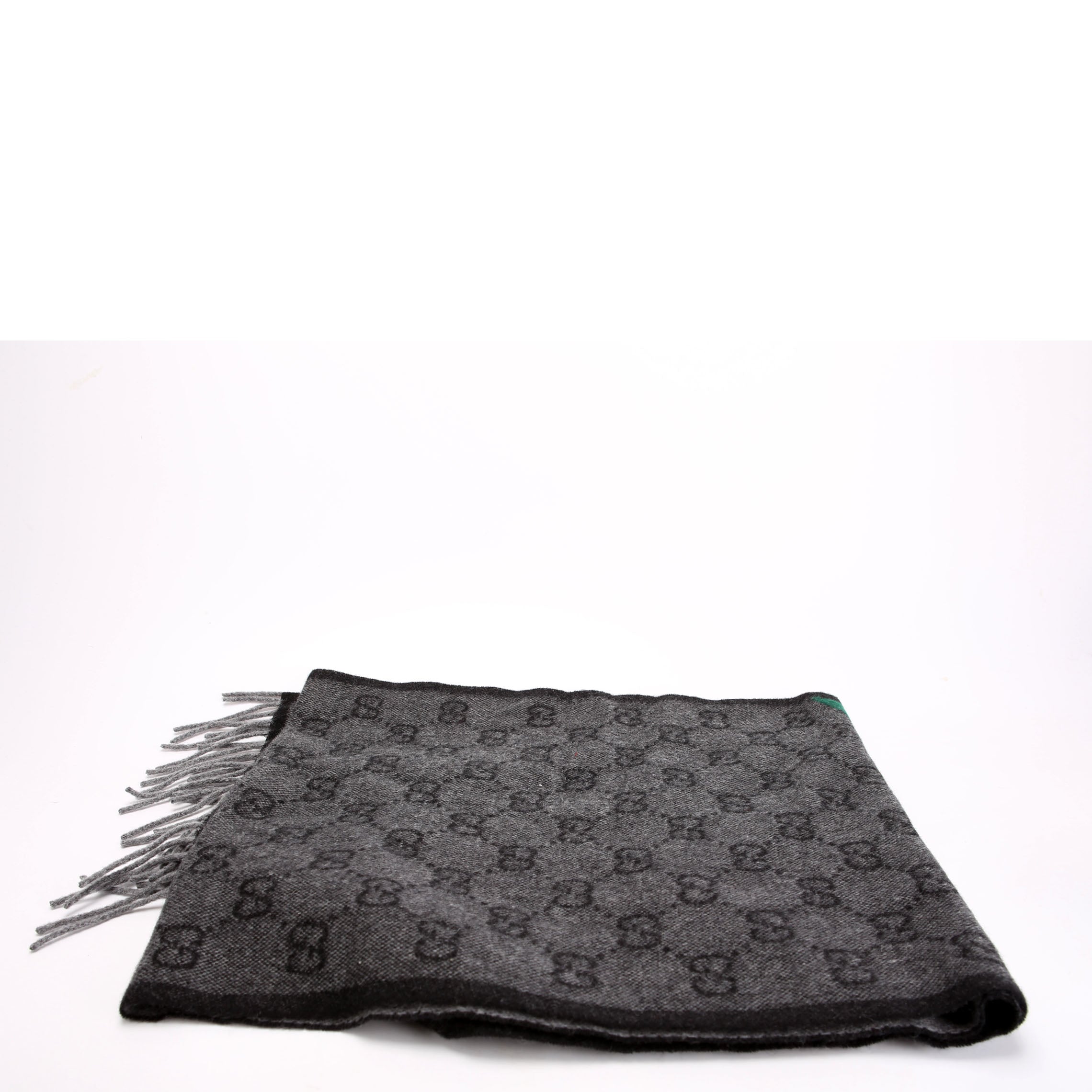 Gucci 570603 GG Wool Muffler Scarf Black