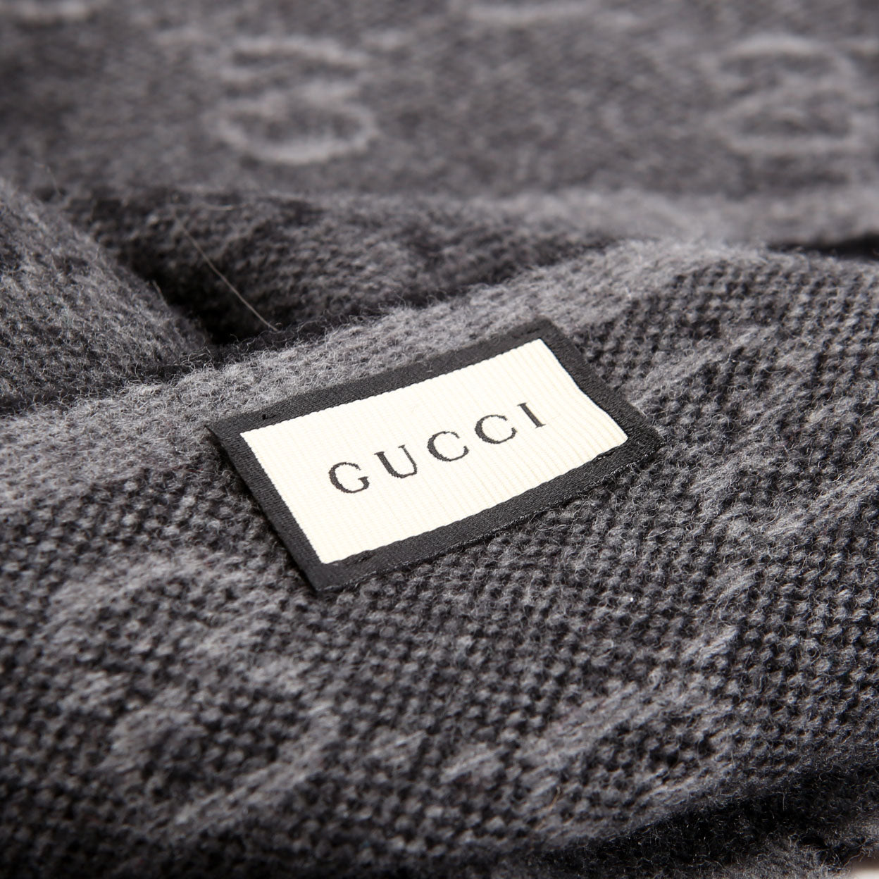 Gucci 570603 GG Wool Muffler Scarf Black