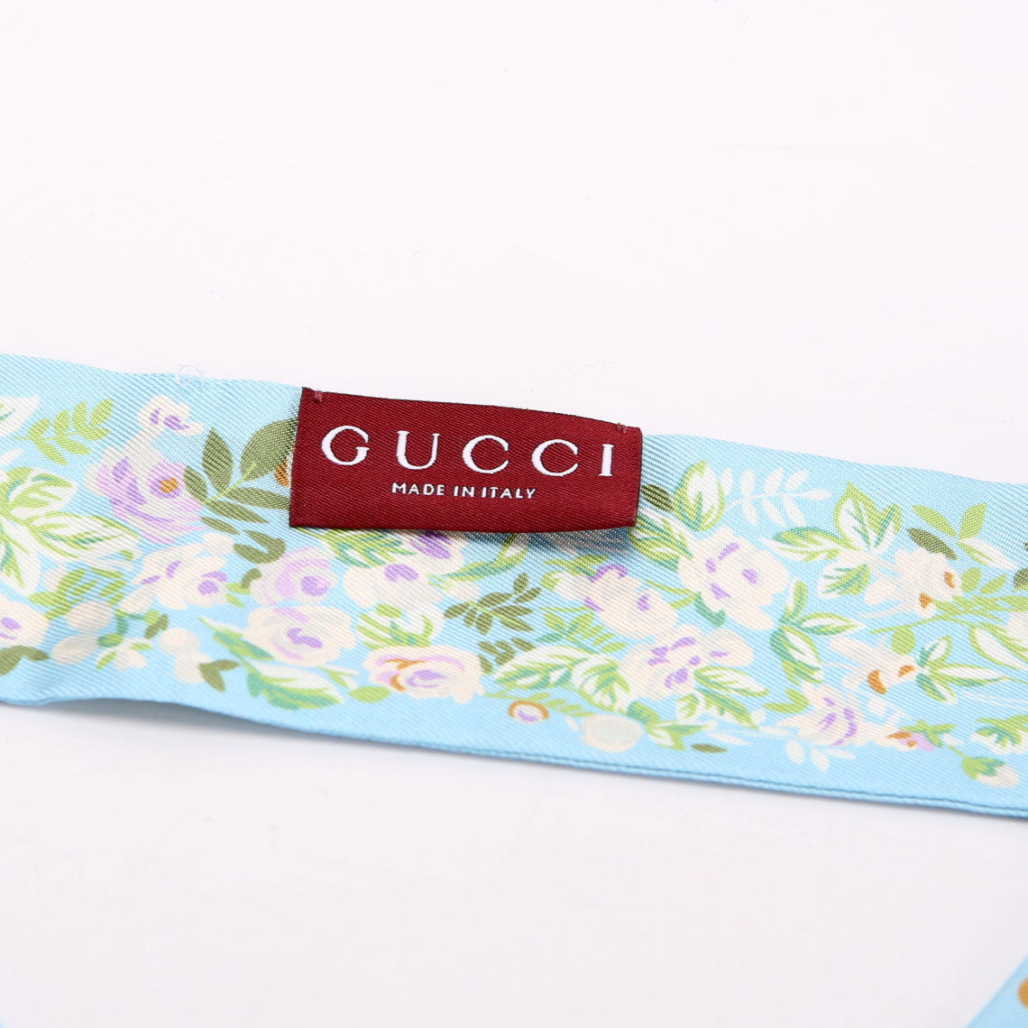 Logo Floral Twilly Silk Scarf Blue