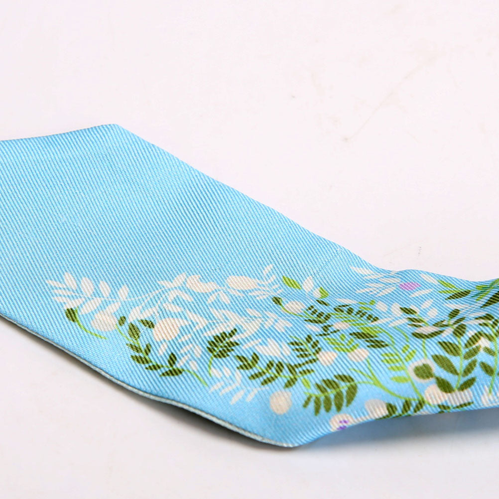 Logo Floral Twilly Silk Scarf Blue