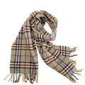 Check Fringe Cashmere Scarf Green
