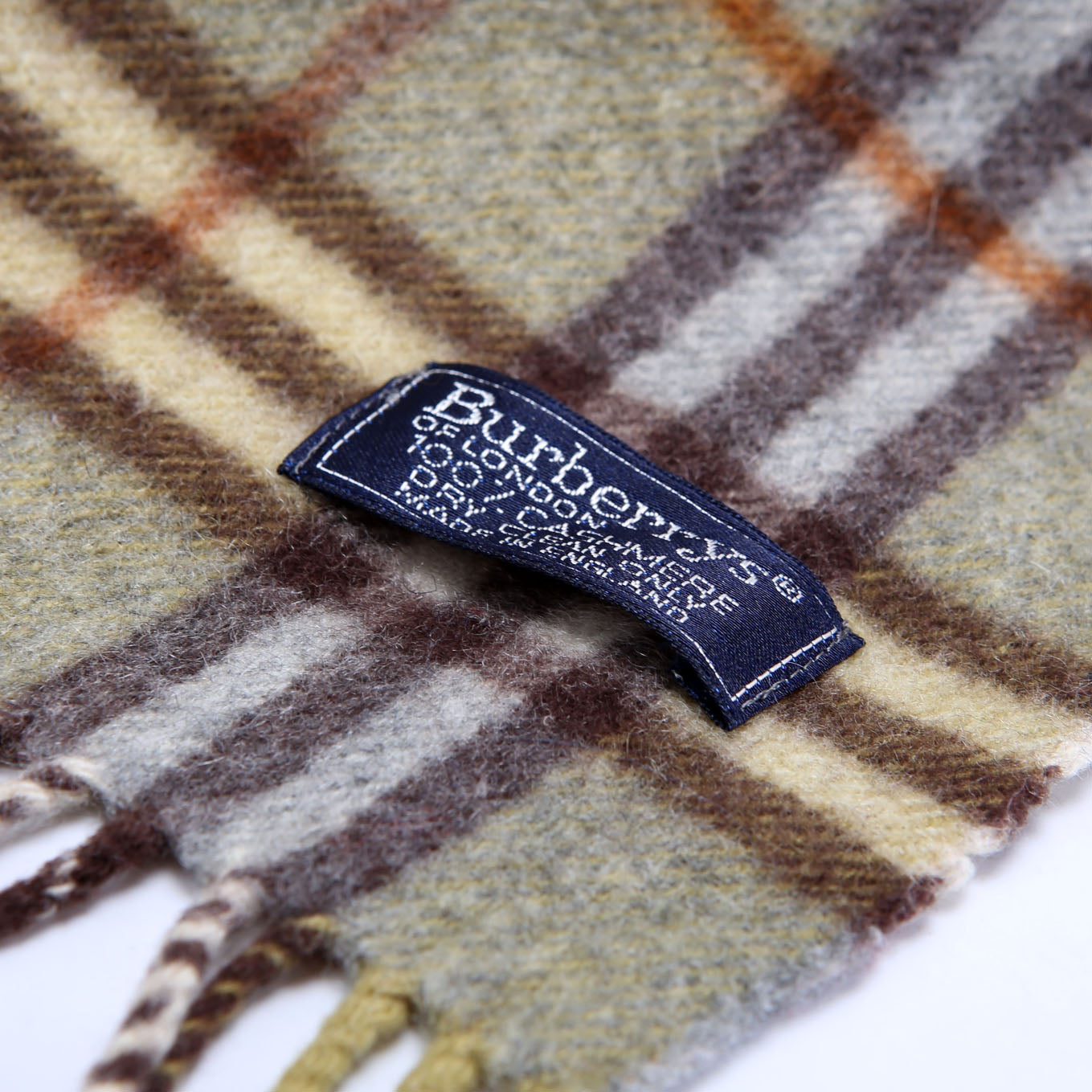 Check Fringe Cashmere Scarf Green