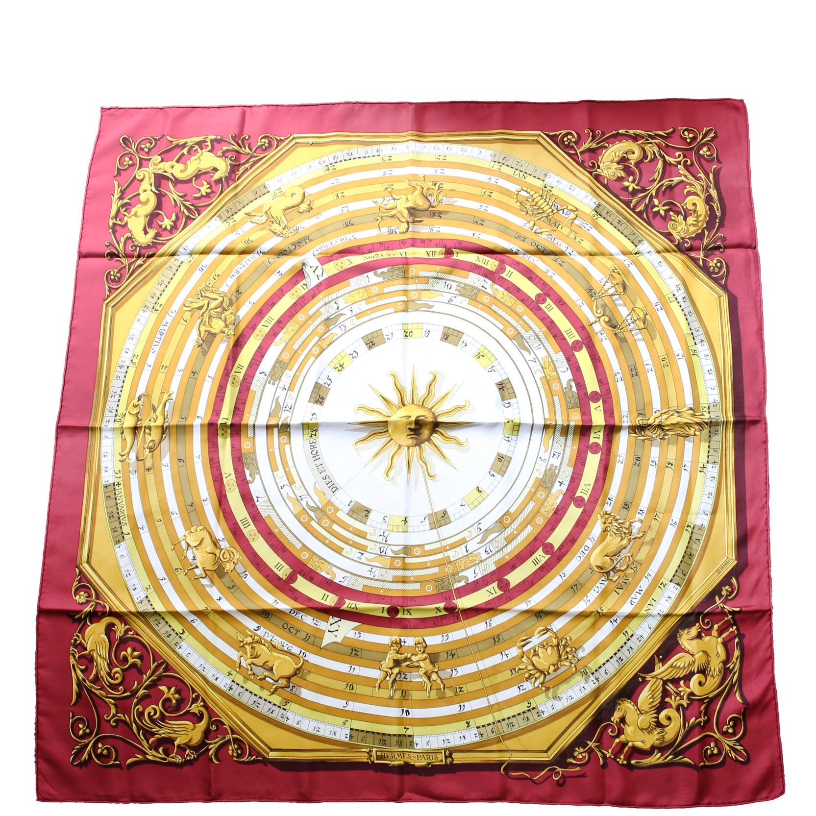 Astrologie 90CM Silk Scarf Red/Gold