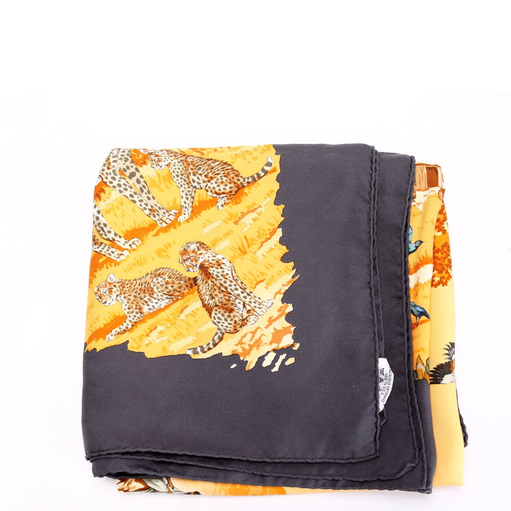 "Africa" Robert Dallet 90CM Silk Scarf Navy/Gold