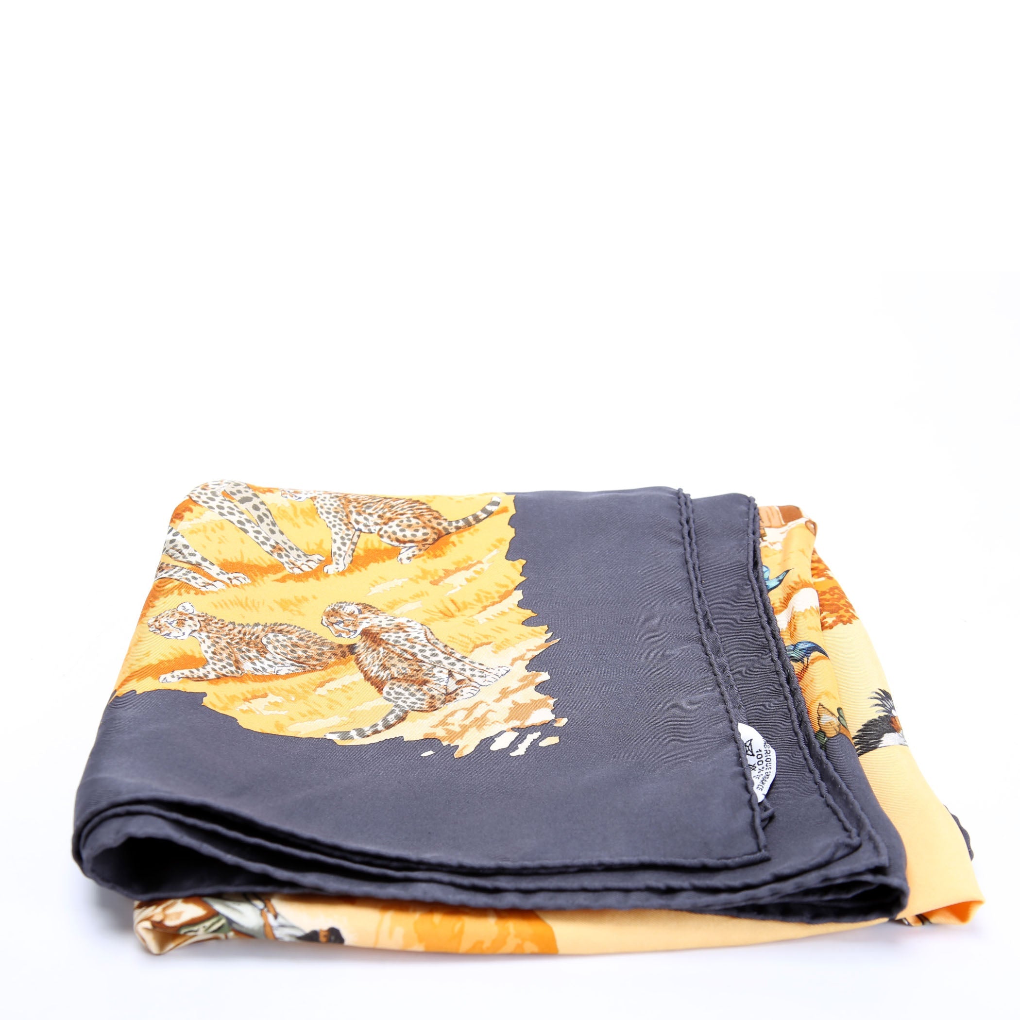 "Africa" Robert Dallet 90CM Silk Scarf Navy/Gold