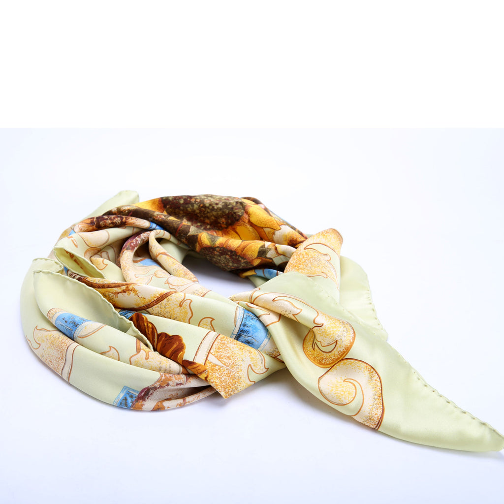 CC Floral 90CM Silk Scarf Green/Multicolor