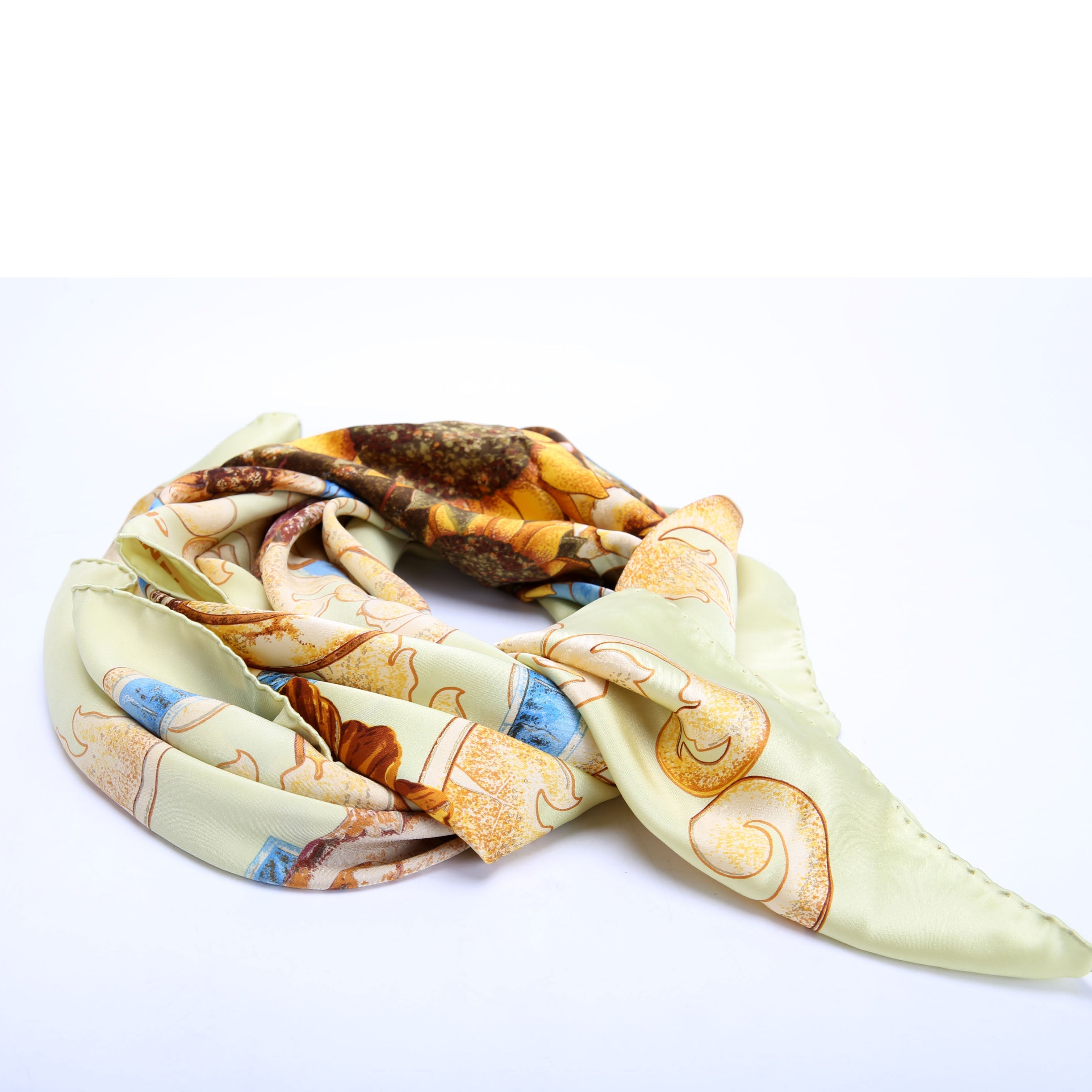 CC Floral 90CM Silk Scarf Green/Multicolor