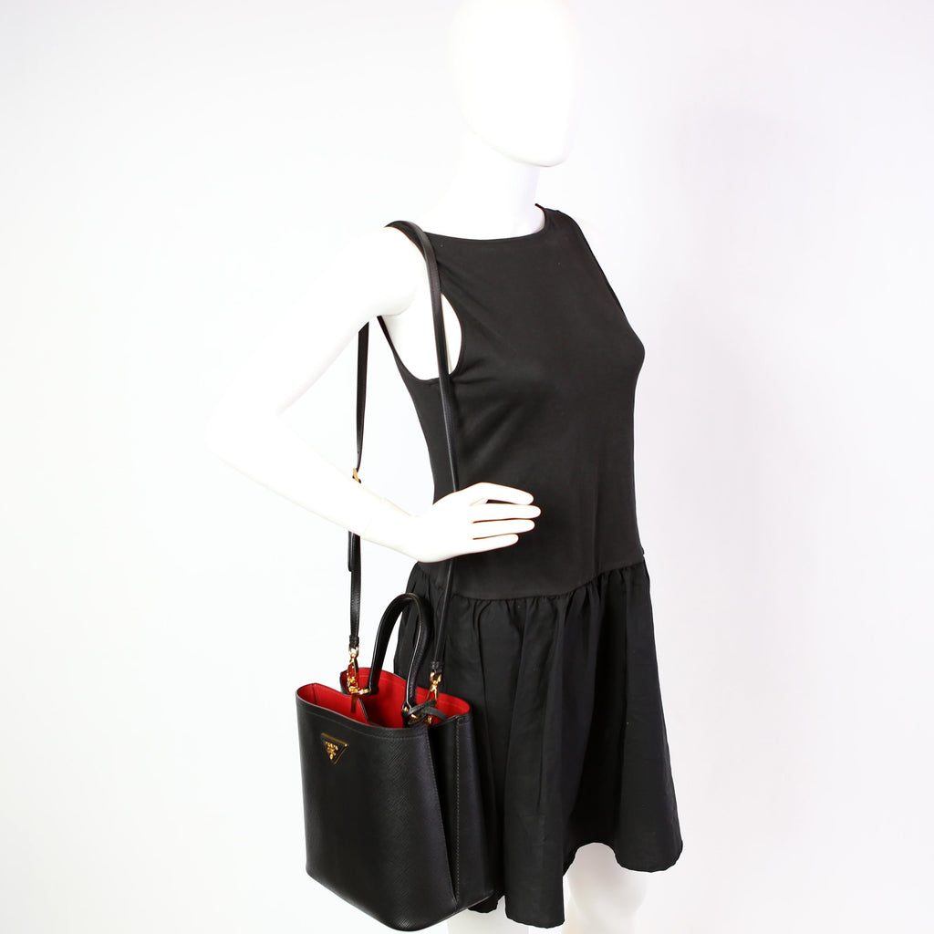 Saffiano Cuir Medium Panier Bag Black