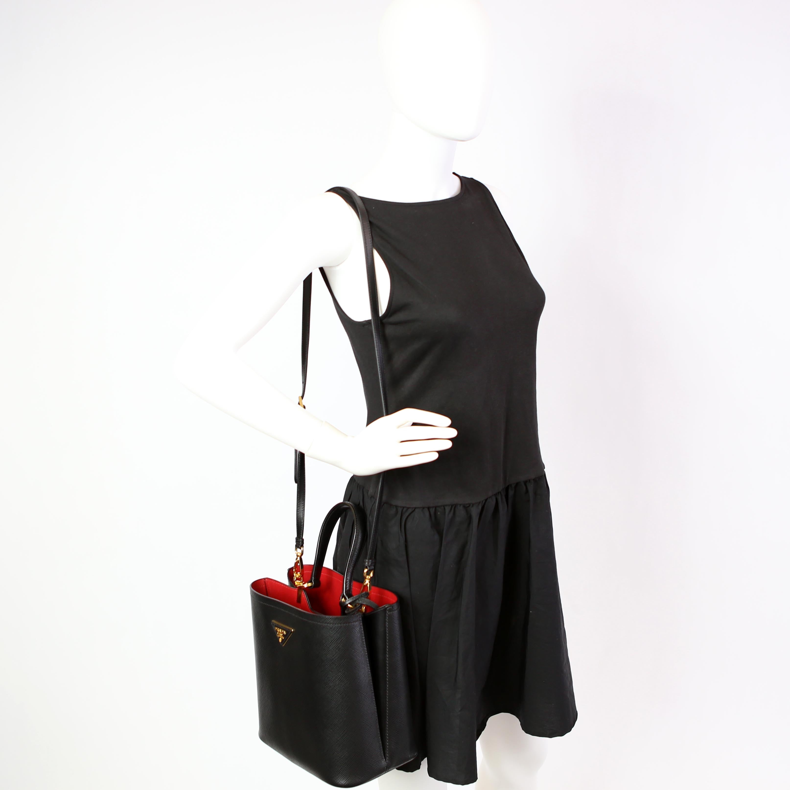 Saffiano Cuir Medium Panier Bag Black