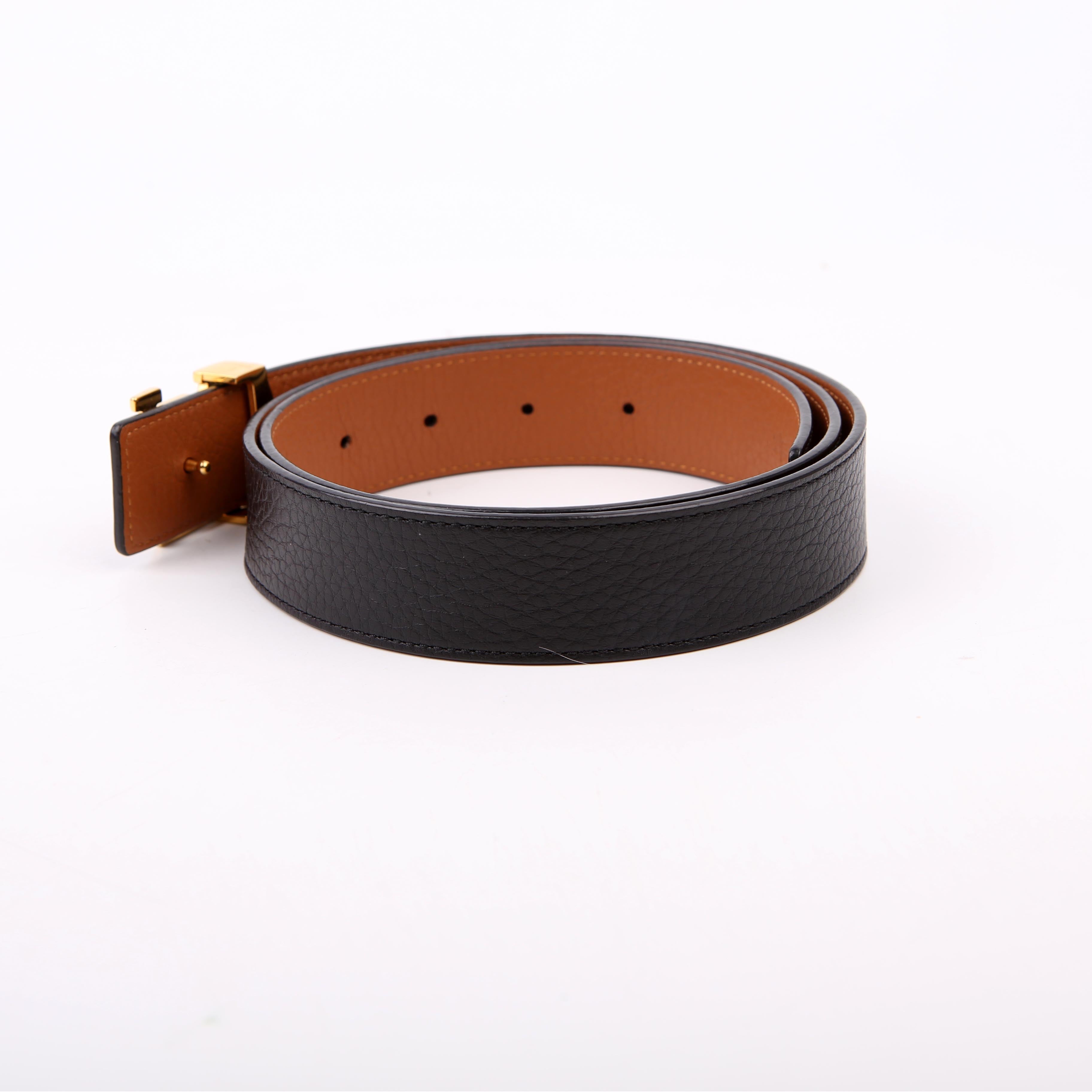 LV Initiales Reversible Leather Belt Size 85/34 Black/Brown