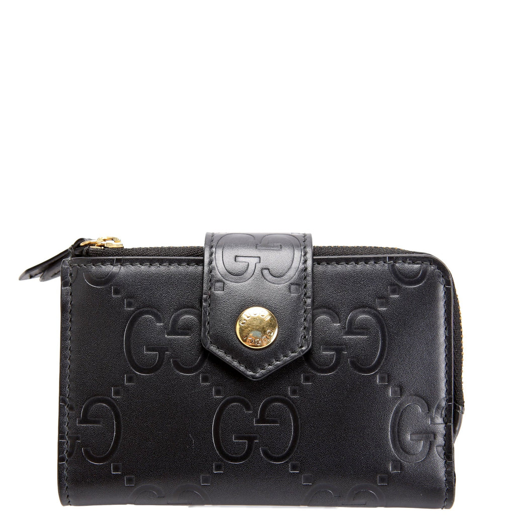 Gucci 790131 Jumbo GG Leather Medium Bifold Wallet Black