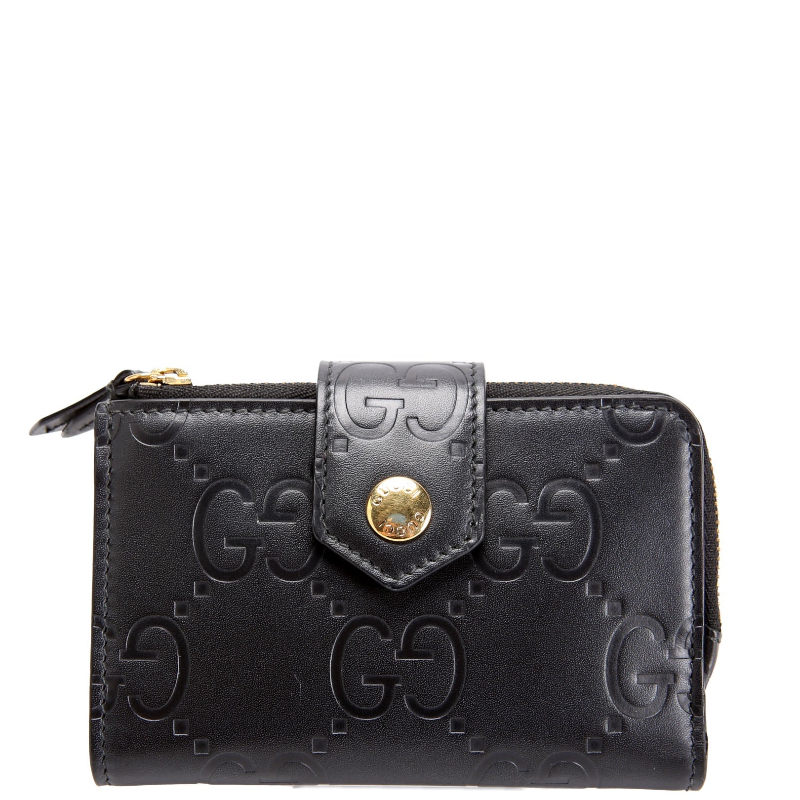 Gucci 790131 Jumbo GG Leather Medium Bifold Wallet Black