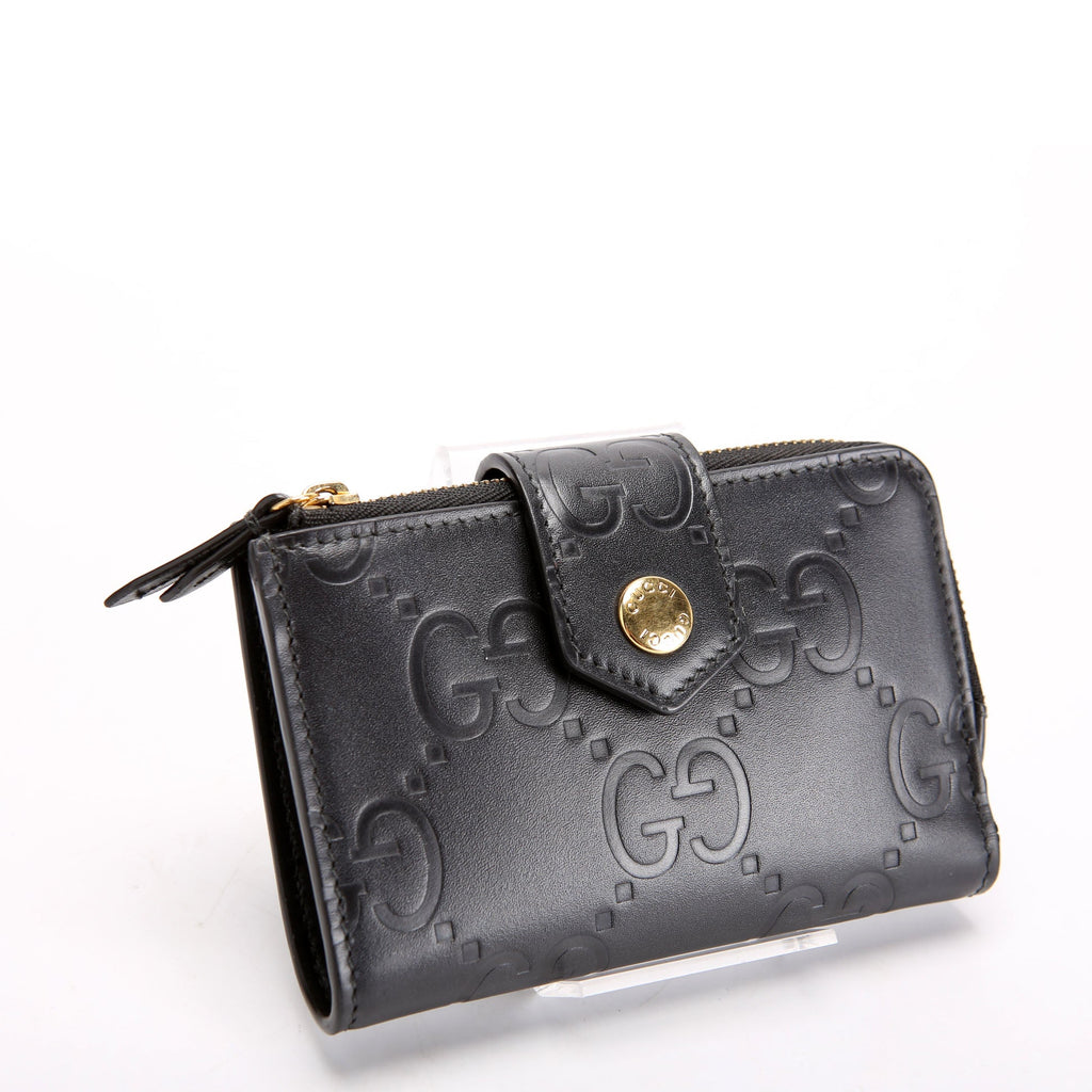 Gucci 790131 Jumbo GG Leather Medium Bifold Wallet Black