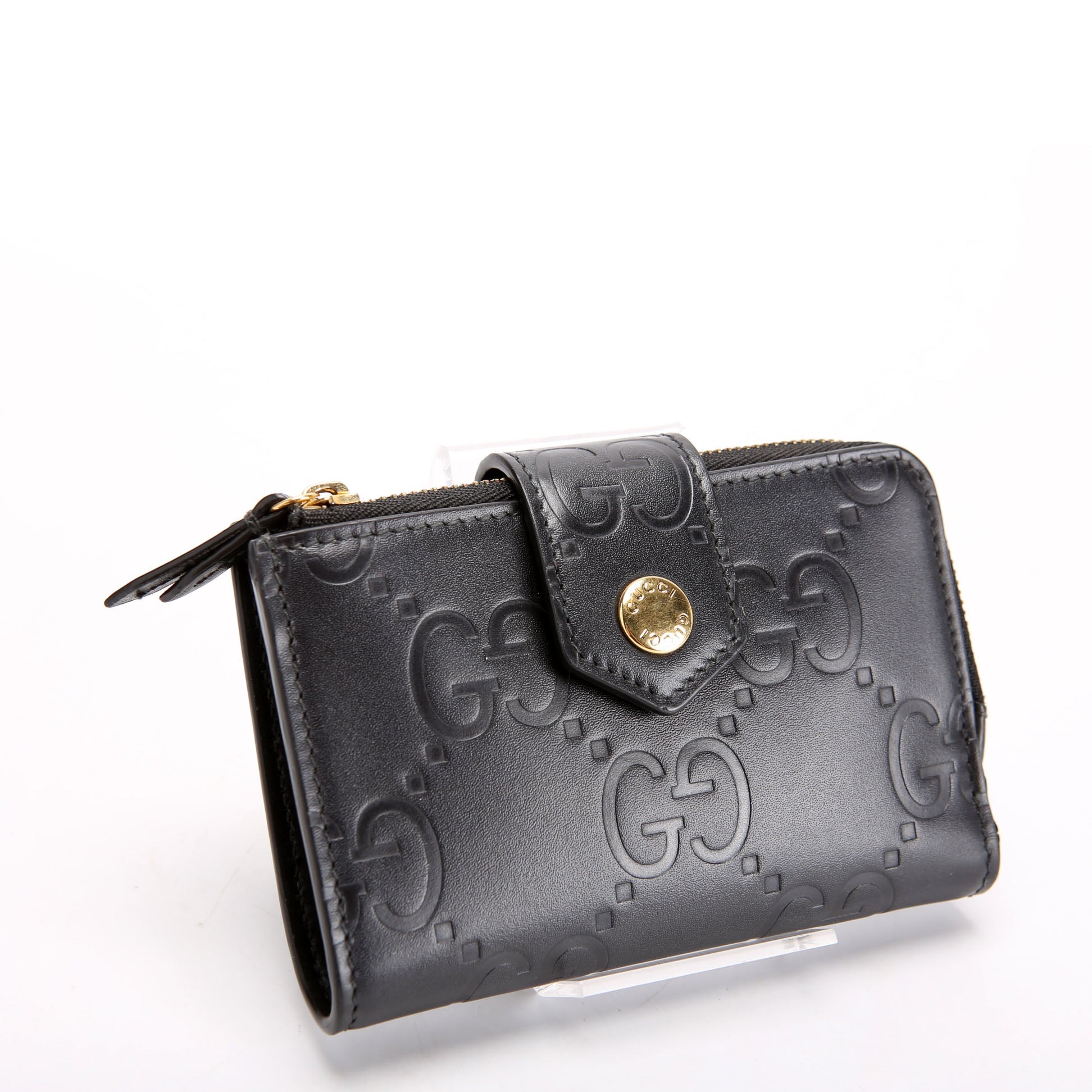 Gucci 790131 Jumbo GG Leather Medium Bifold Wallet Black
