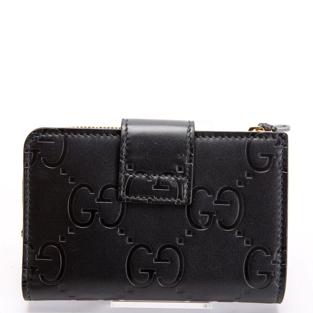 Gucci 790131 Jumbo GG Leather Medium Bifold Wallet Black