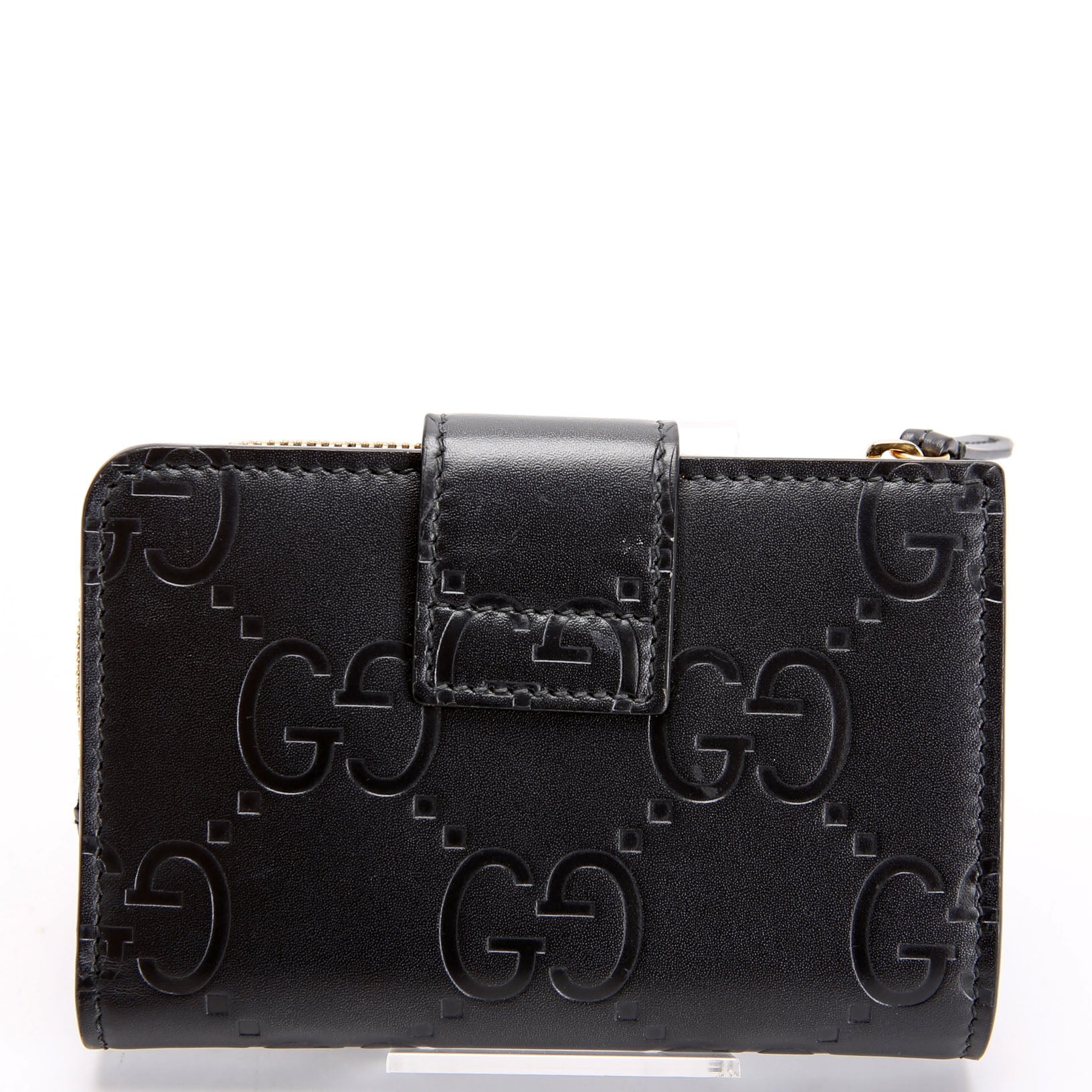 Gucci 790131 Jumbo GG Leather Medium Bifold Wallet Black