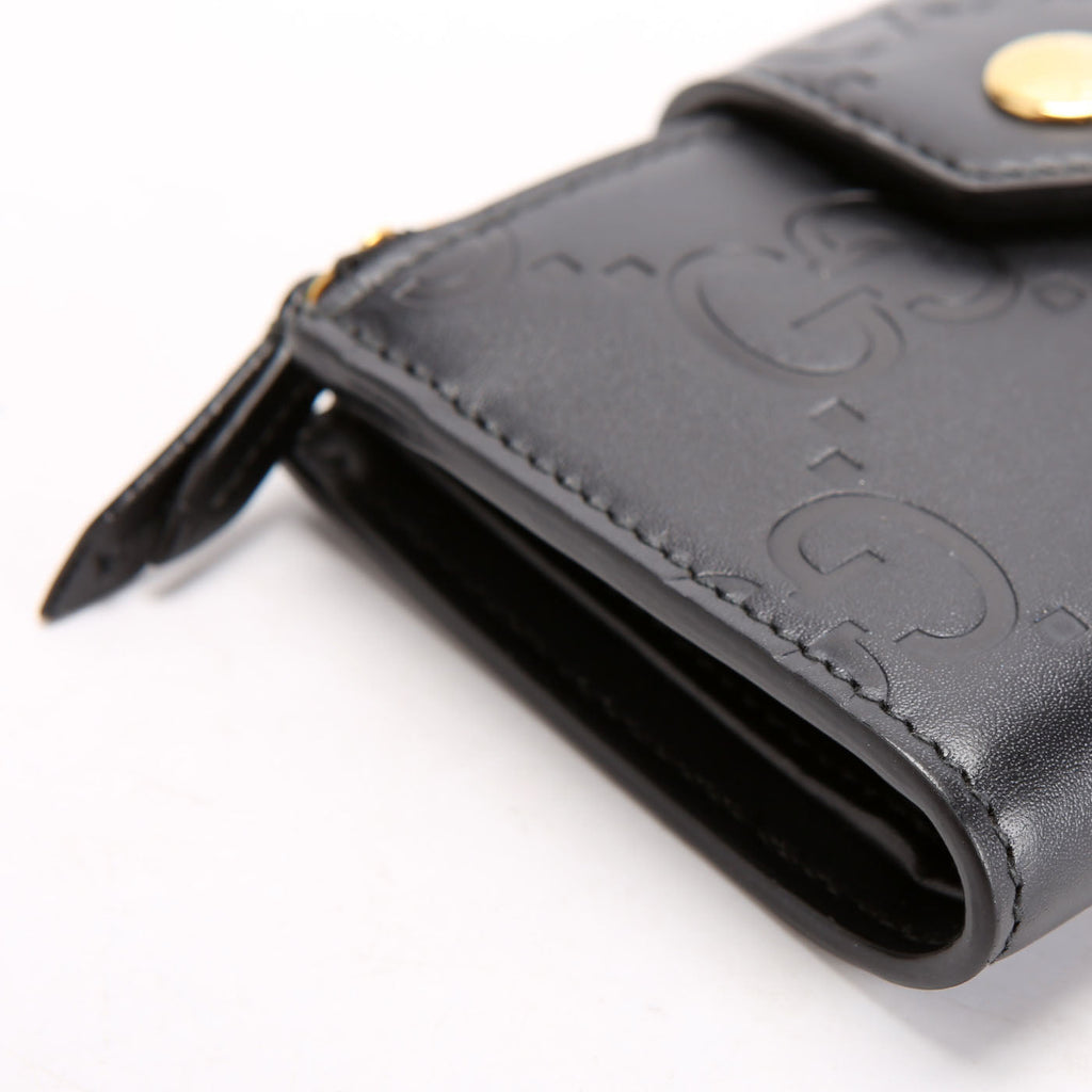 Gucci 790131 Jumbo GG Leather Medium Bifold Wallet Black