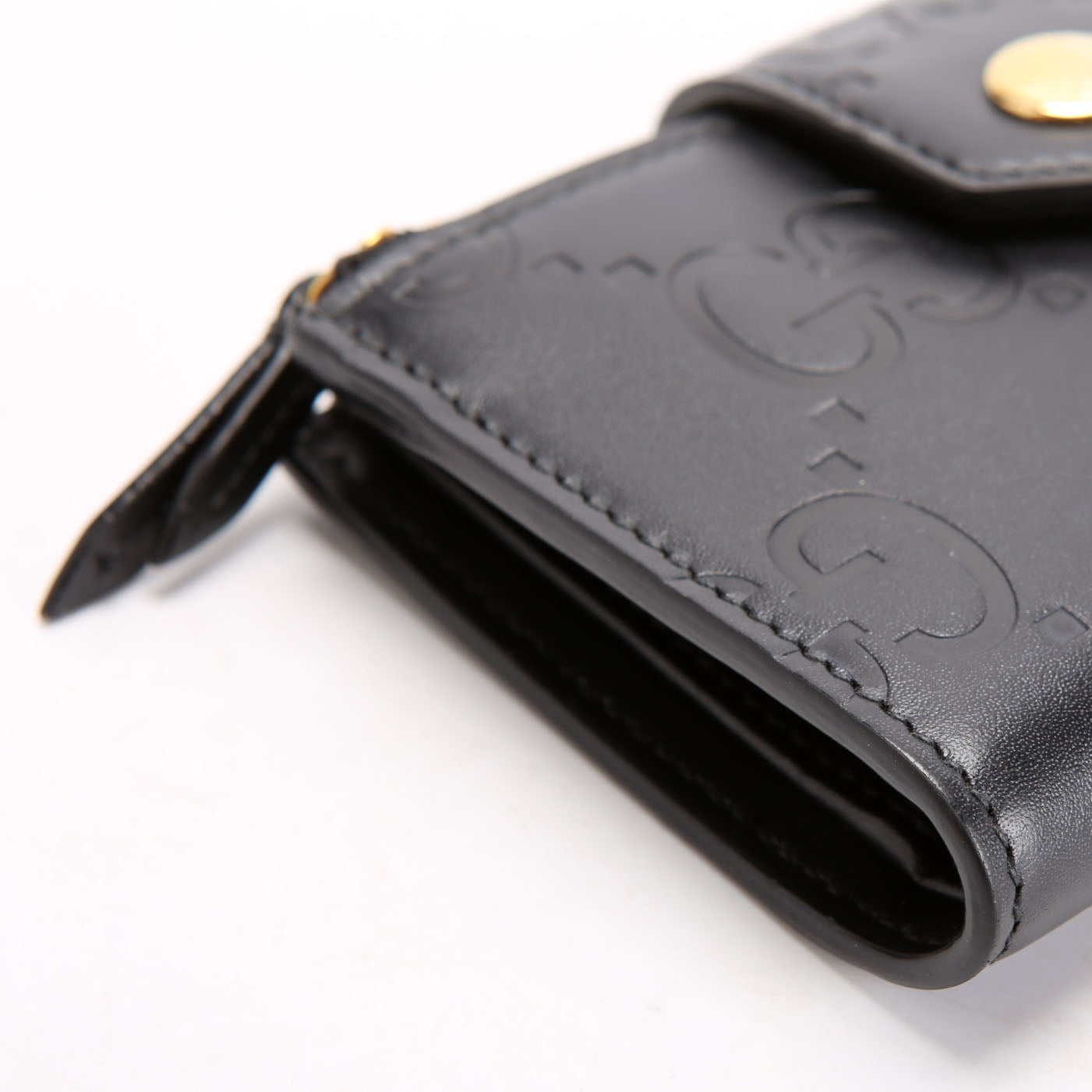 Gucci 790131 Jumbo GG Leather Medium Bifold Wallet Black