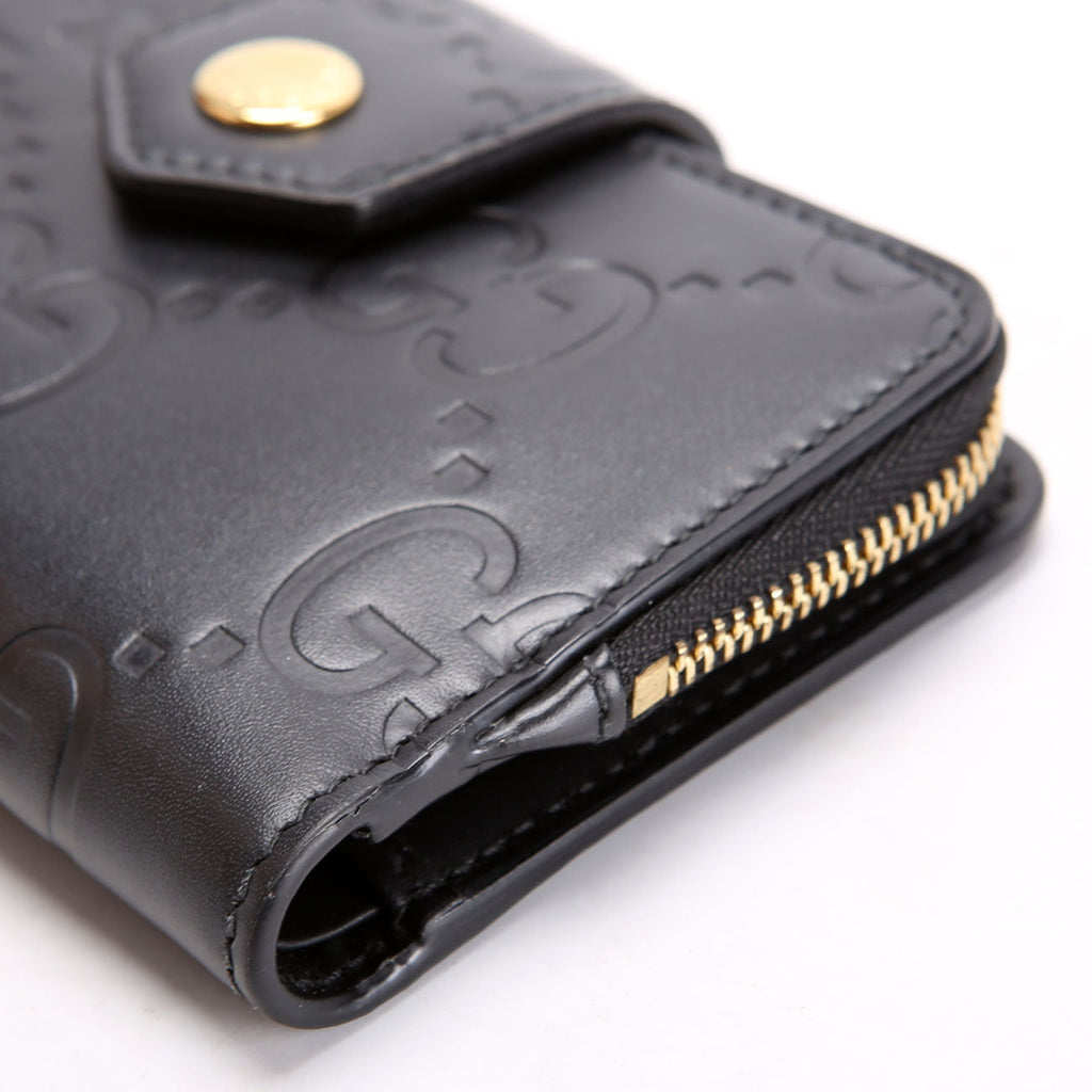 Gucci 790131 Jumbo GG Leather Medium Bifold Wallet Black